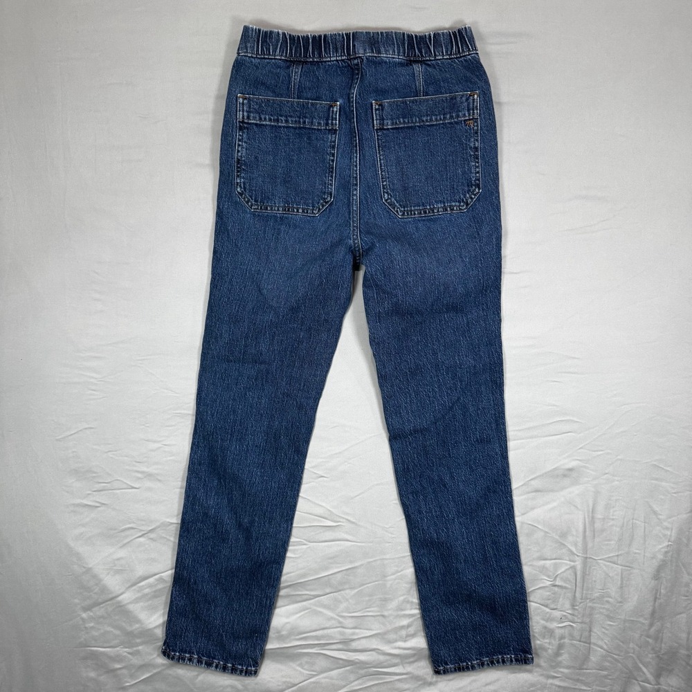 Madewell High Rise Elastic Waist Straight Leg Pull On Jeans Women's Med Size 23‎ - Picture 3 of 9